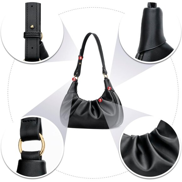 Women Shoulder Bag PU Leather Mini Hobo Crossbody Purse with Gold Chain - Picture 6 of 7